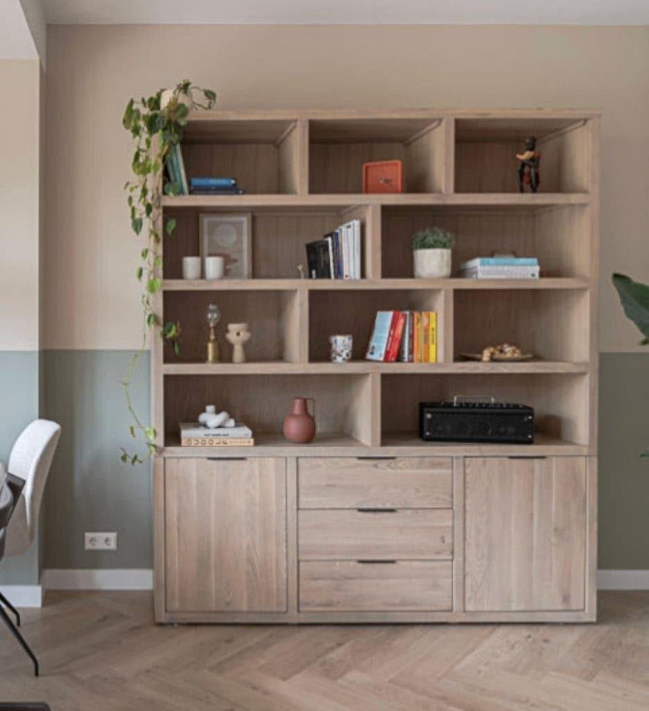 Eiken Buffetkast Nairobi van Goossens, Huis en Inrichting, Ophalen, 200 cm of meer, 150 tot 200 cm, Eikenhout