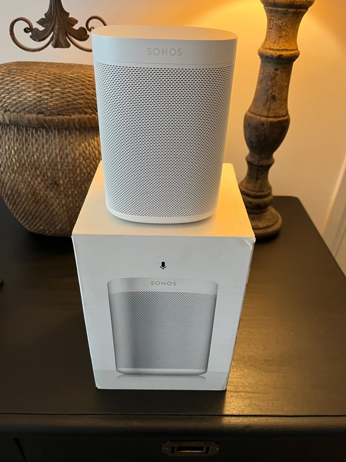 Sonos One met spraakbesturing & doos. VASTE PRIJS, Ophalen, Zo goed als nieuw, Minder dan 60 watt, Sonos