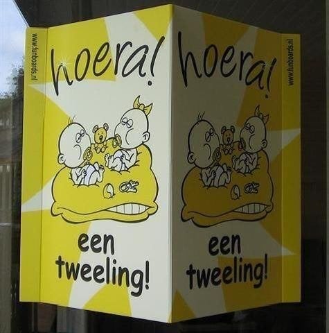 Raambord Tweeling 100x70cm XXL makelaarsbord geboorte, Ophalen of Verzenden, Nieuw, Geboortebord
