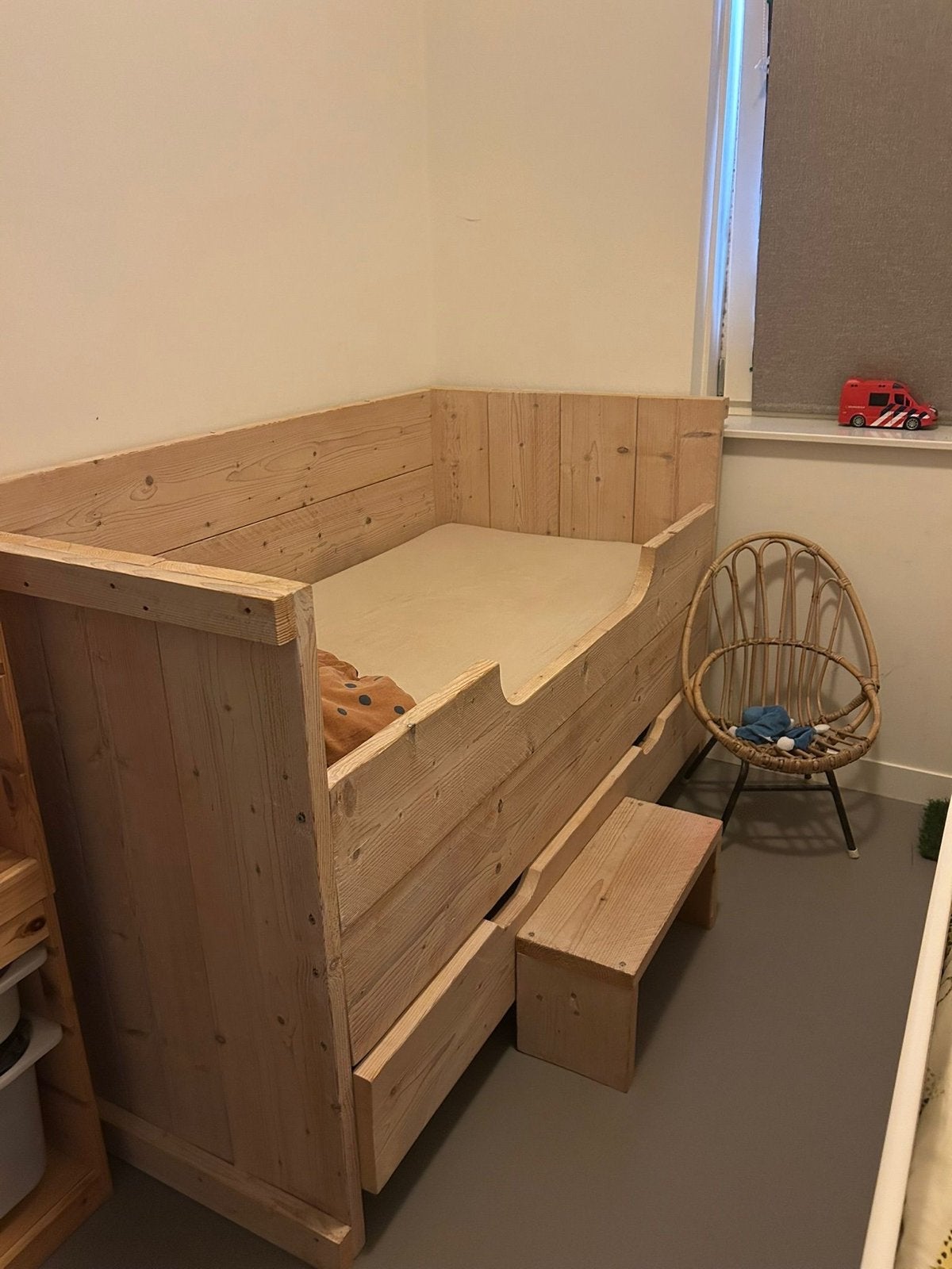 Steigerhouten kinderbed met lades - Zo goed als nieuw, Ophalen, Steigerhout, 190 cm of minder, Zo goed als nieuw