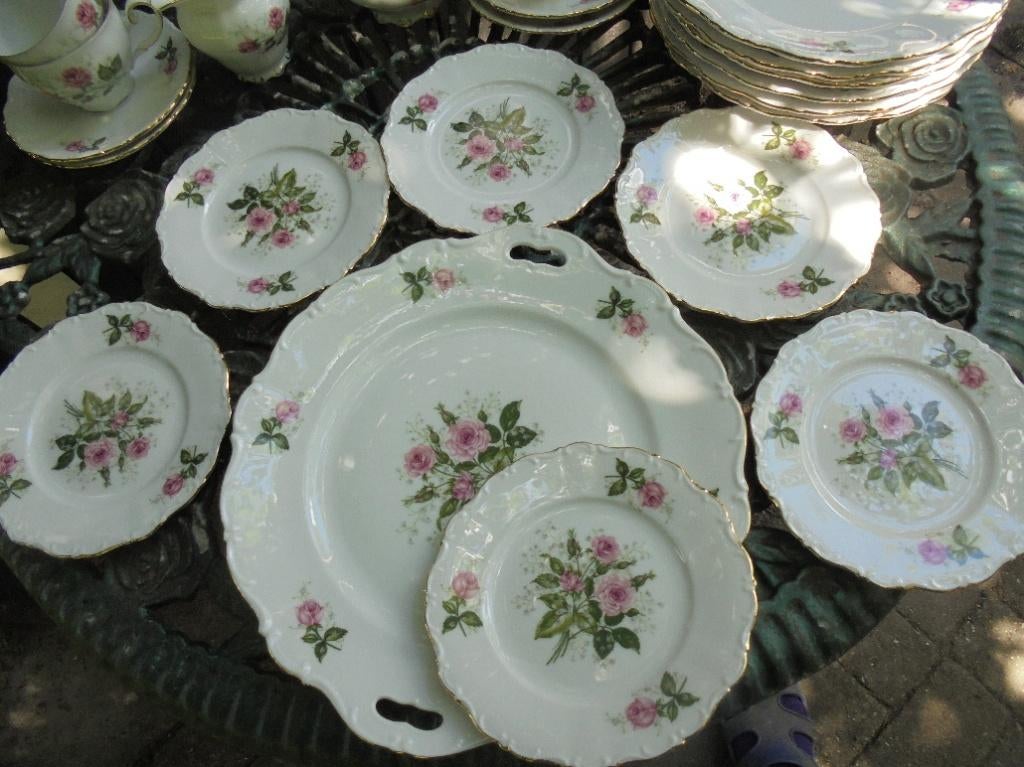 2 x Gebakstel Seltmann Weiden Bavaria met roze roosjes, Antiek en Kunst, Ophalen of Verzenden