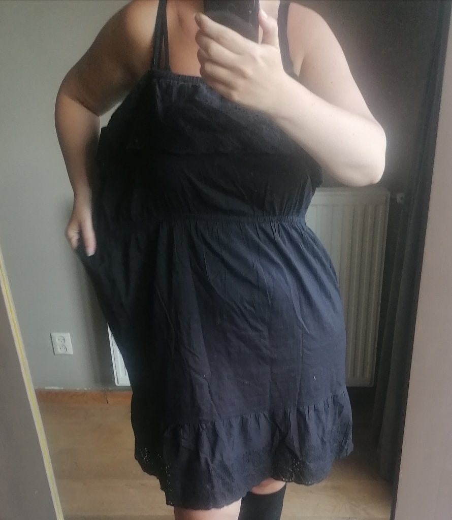 Zwart zomerjurkje met broderie en spaghettibandjes XL, Kleding | Dames, Verzenden, 3 suisses, Zwart, Maat 46/48 (XL) of groter