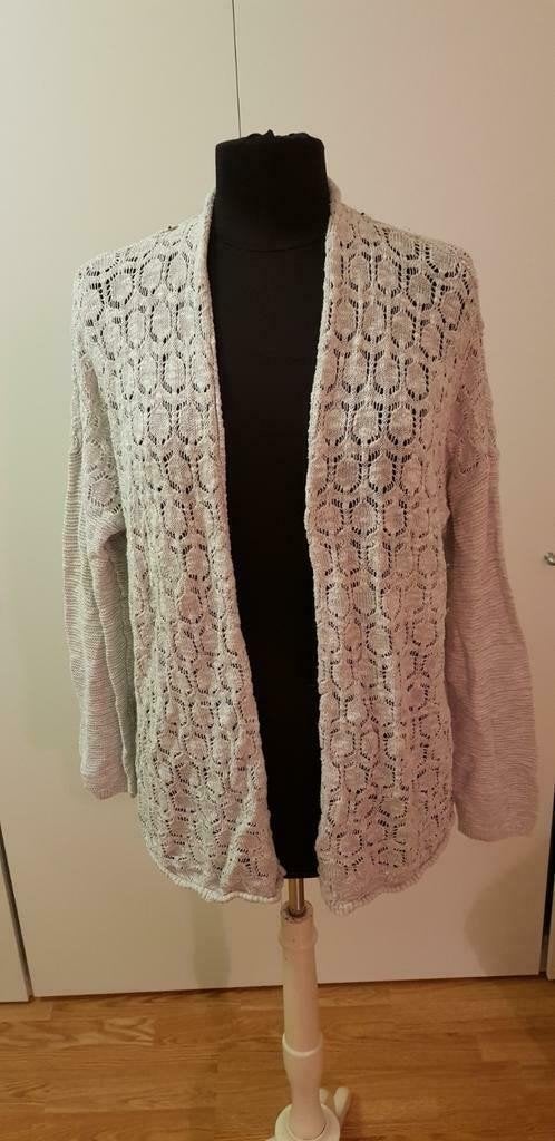 H&M opengebreid boho vest/cardigan – lichtgrijs/wit – ma, Kleding | Dames, H&M, Ophalen of Verzenden, Maat 38/40 (M)