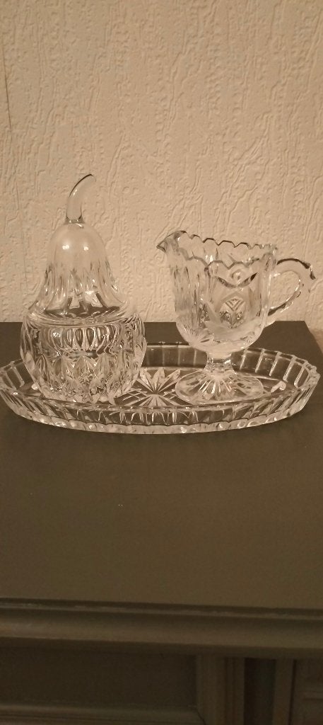 3 delig glazen roomstel, Ophalen of Verzenden