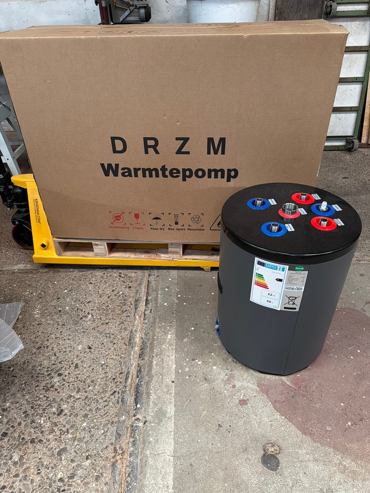 DRZM Warmtepomp met PWT-50L Water Opslagtank, Ophalen, Hoog rendement (Hr), Overige typen, Nieuw