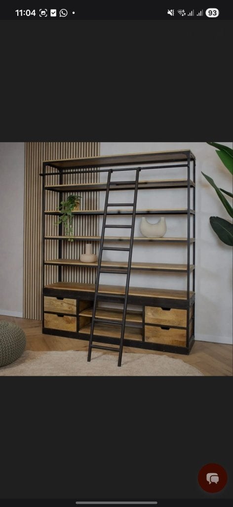 Industriele open kast ladder, Ophalen, Met plank(en), 200 cm of meer, 50 tot 100 cm