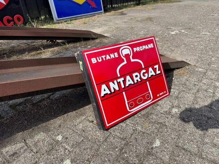 ANTAR GAZ emaille reclamebord, Ophalen