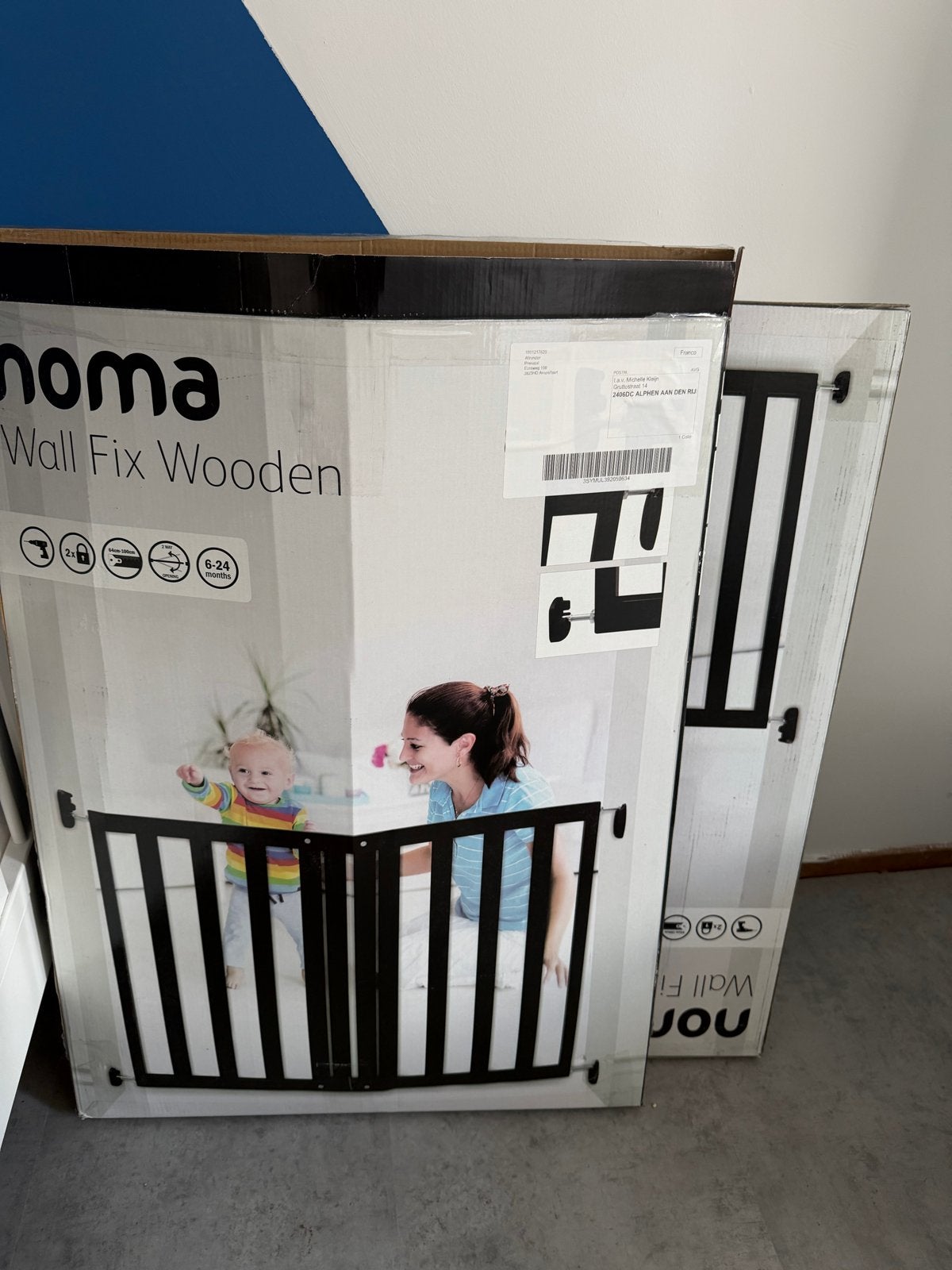 2 x Noma Houten Traphekje Zwart - Wall Fix Wooden, Ophalen, Nieuw, 100 tot 115 cm, Schroefhekje