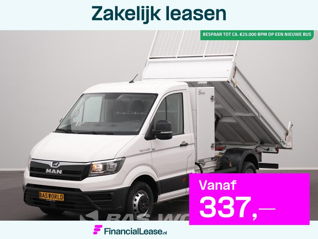 MAN TGE 5.120 Kipper met Kist Dubbellucht 3,5t Trekhaak Navi, Stof, Gebruikt, 4 cilinders, MAN