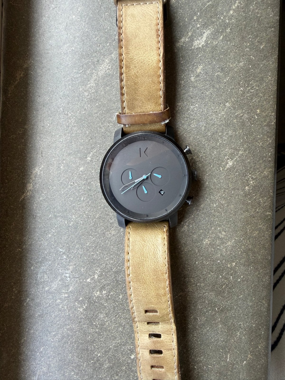 MVMT Chronograaf Herenhorloge - Zwart met Bruin Leren Band, Staal, Polshorloge, Ophalen, Overige merken