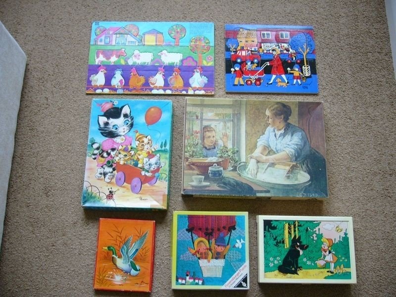 7 Kinder puzzels uit de jaren 70, Kinderen en Baby's, Speelgoed | Kinderpuzzels, Gebruikt, 10 tot 50 stukjes, Ophalen of Verzenden
