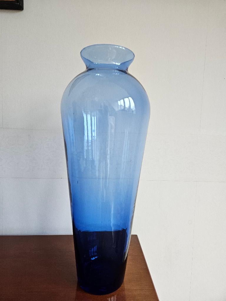 vaas glas Blauw, Huis en Inrichting, Woonaccessoires | Vazen, Ophalen, Gebruikt, Blauw, Glas