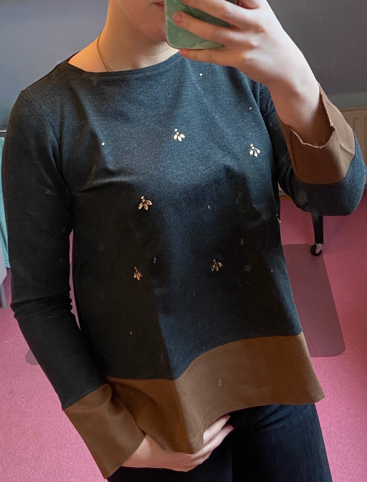 Trui grijs M glitter steentjes La Salle, Kleding | Dames, Ophalen of Verzenden, Zo goed als nieuw, Maat 38/40 (M), Grijs