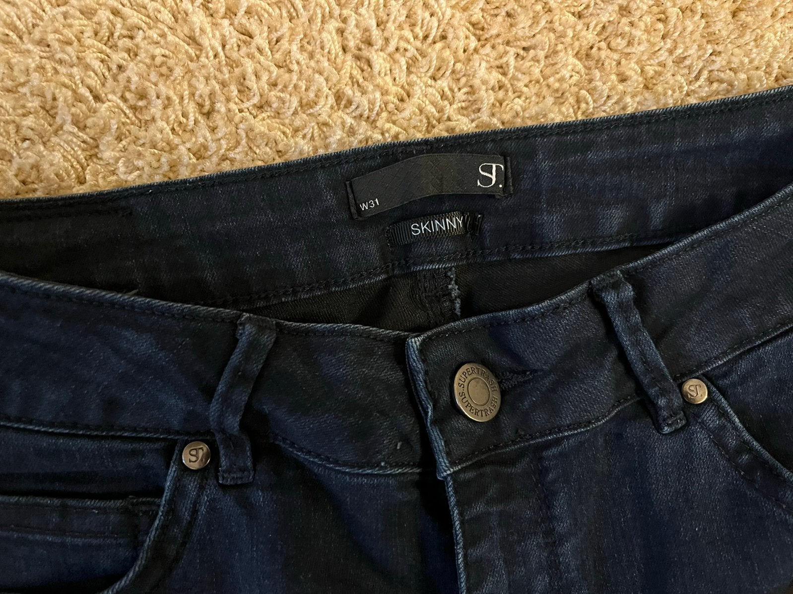 Supertrash skinny jeans blauw mt. W31 (L30), Ophalen of Verzenden, Zo goed als nieuw, Blauw, W30 - W32 (confectie 38/40)