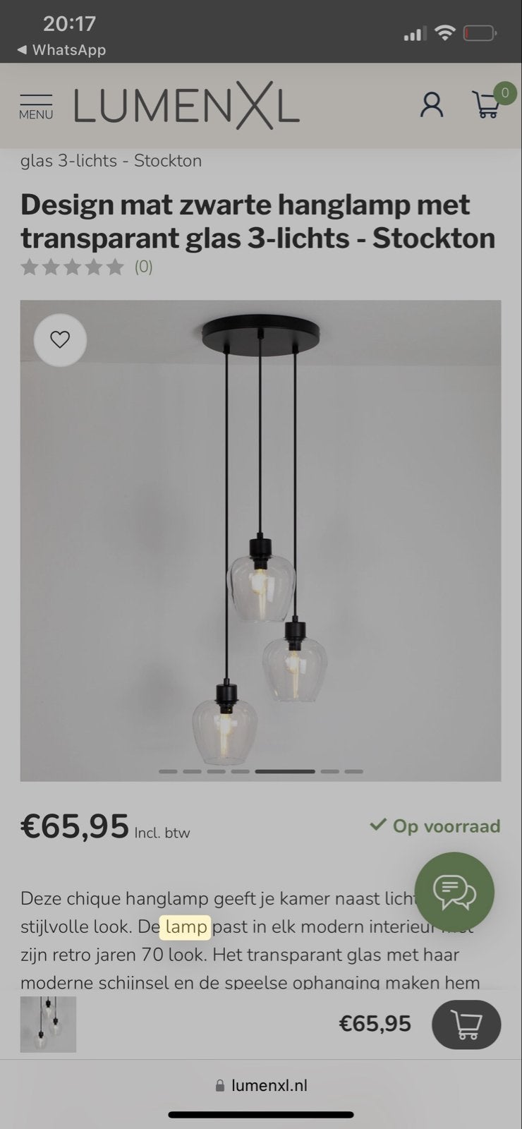Design mat zwarte hanglamp met transparant glas 3-lichts, Huis en Inrichting, Ophalen, Gebruikt, Glas