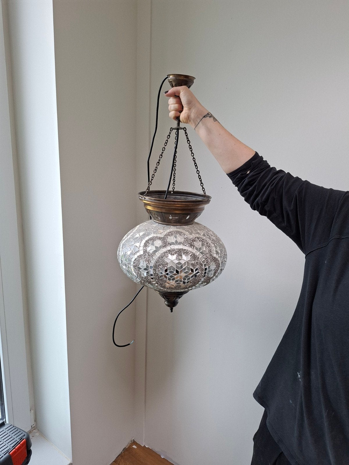 Oosterse hanglamp met spiegel mozaïek, Huis en Inrichting, Ophalen, Zo goed als nieuw