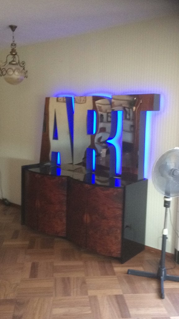 Reclame letters ART met verlichting, Ophalen, Gebruikt, Lichtbak of (neon) lamp