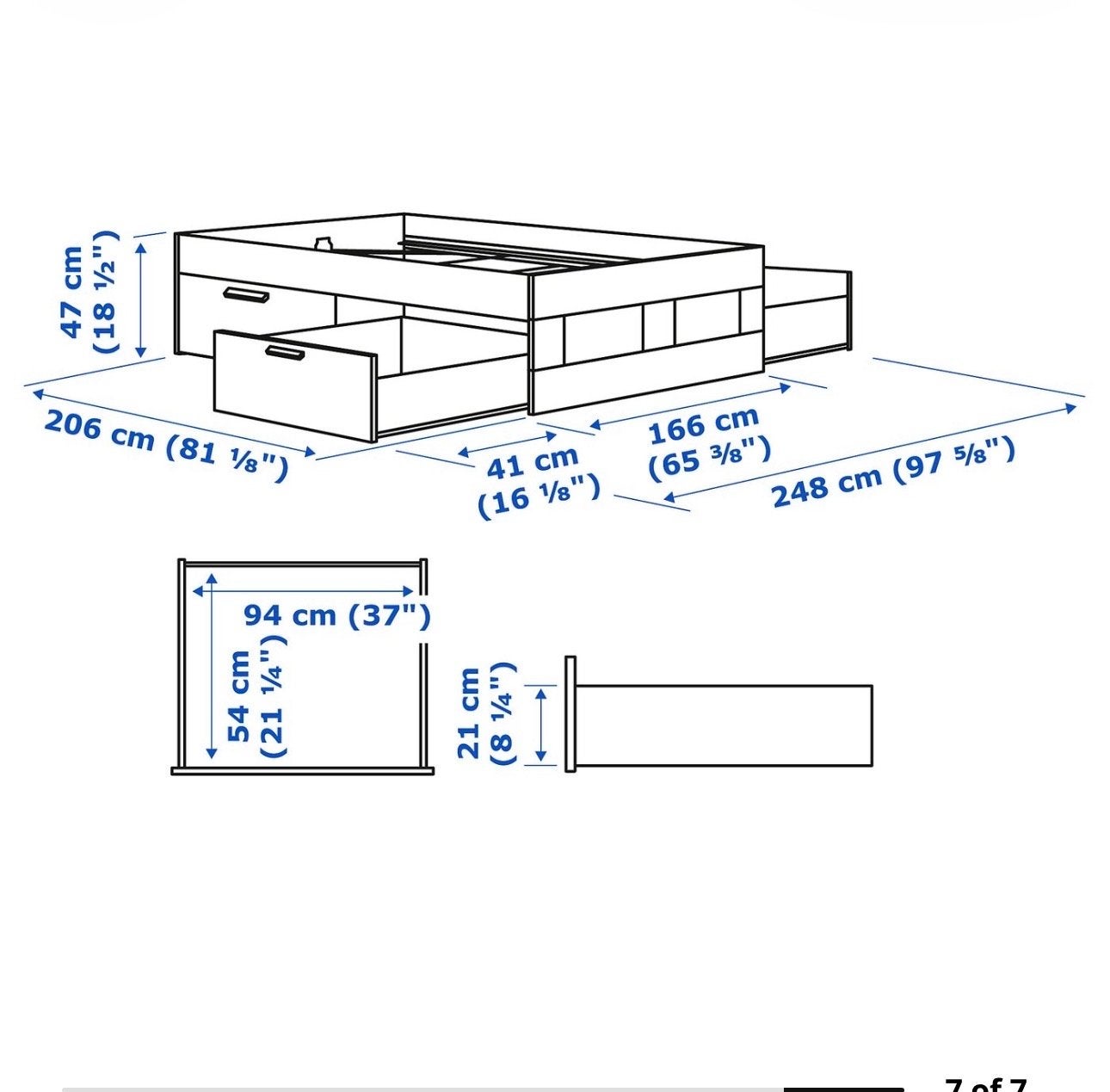 IKEA Brimnes bed met opberglades, Ophalen, Gebruikt, Wit, Tweepersoons