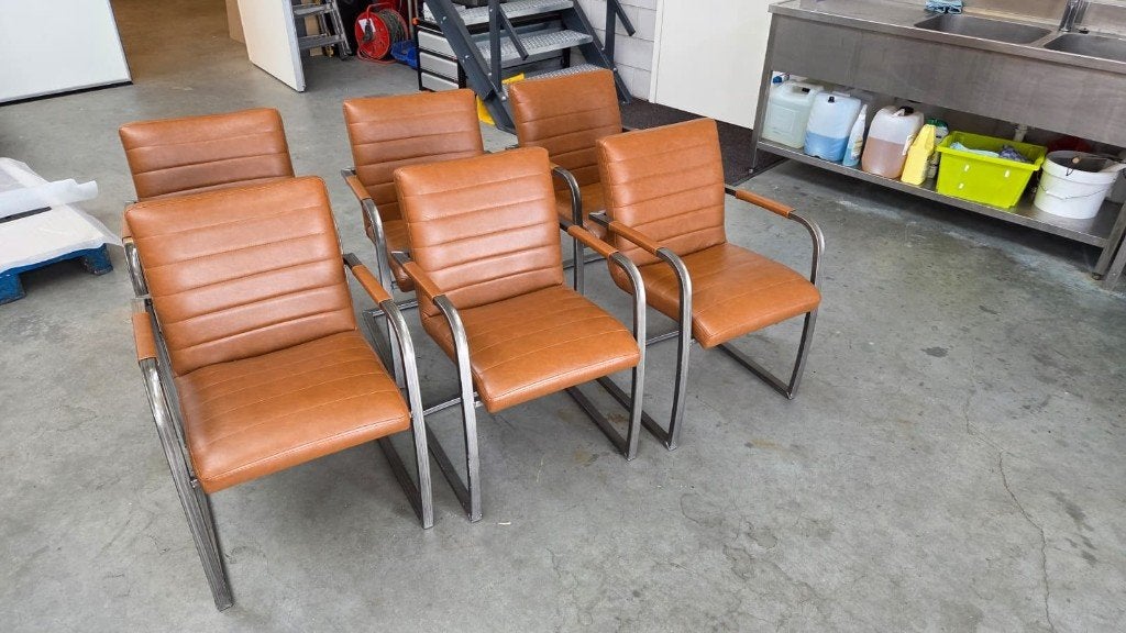 Set van 6 stoelen - vergaderstoel - eetkamerstoel, Ophalen, Gebruikt, Bruin, Vijf, Zes of meer stoelen