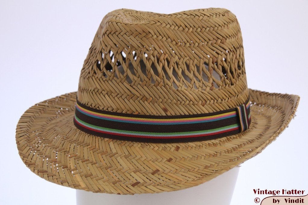 Kleine Gleufhoed stro meerkleurige band 53-55 nieuw unisex, 134 t/m 140, Hoed, Jongen of Meisje, Nieuw