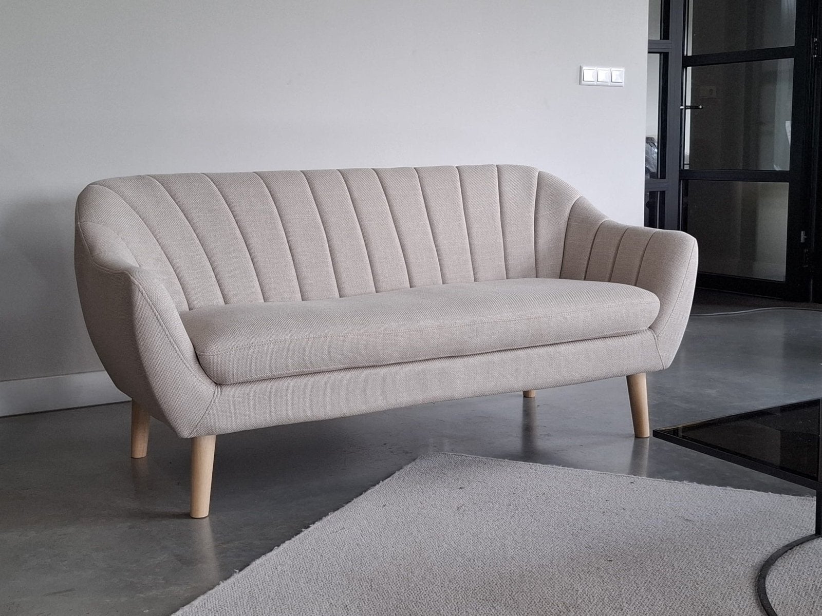 Beige stoffen bank als nieuw - 170 cm breed  weg = weg, Ophalen, X, Minder dan 75 cm, 150 tot 200 cm
