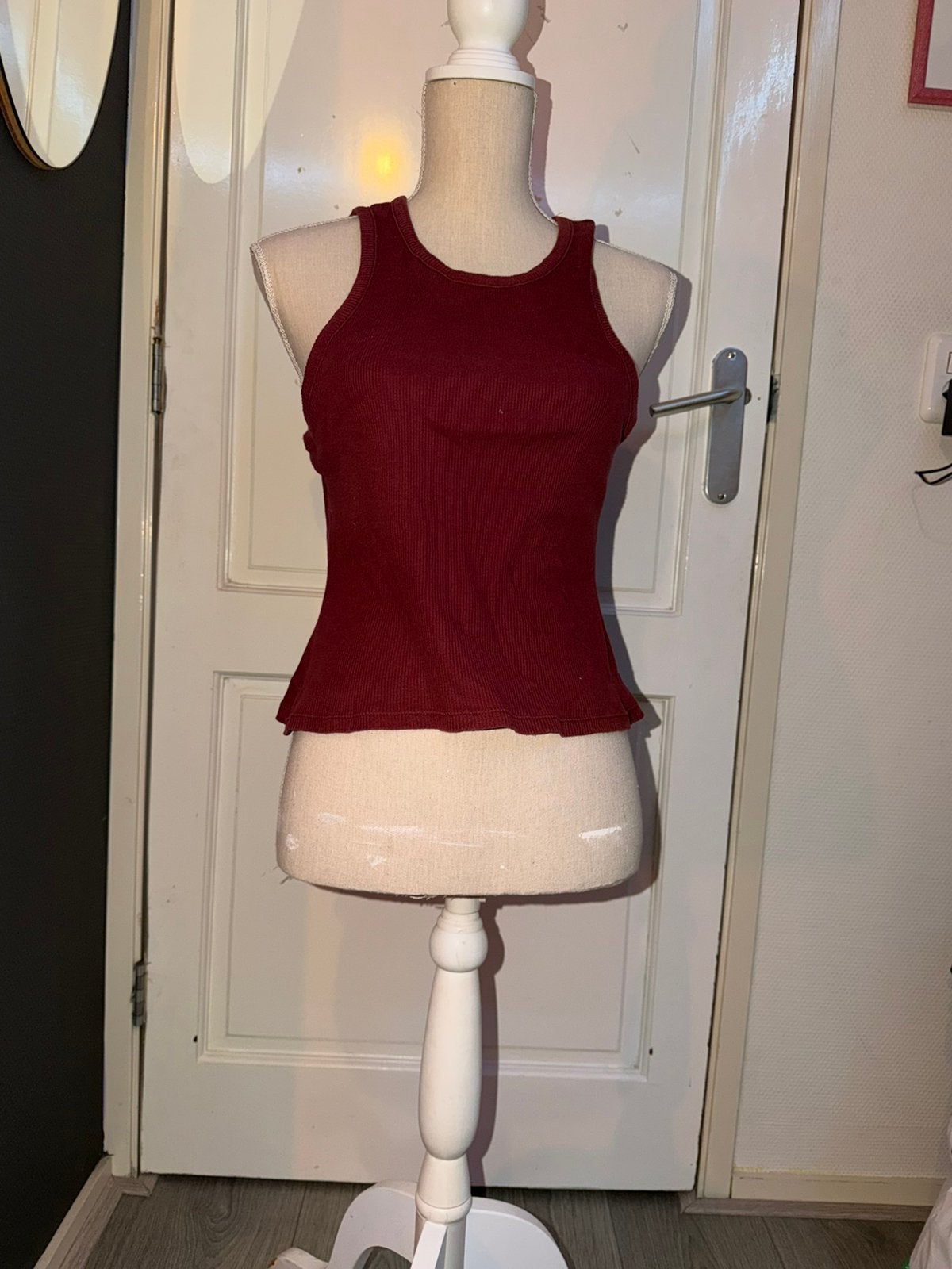 Terranova Ribgebreide Top | Donkerrood / Bordeaux | Maat L, Kleding | Dames, Maat 42/44 (L), Ophalen of Verzenden, Zo goed als nieuw