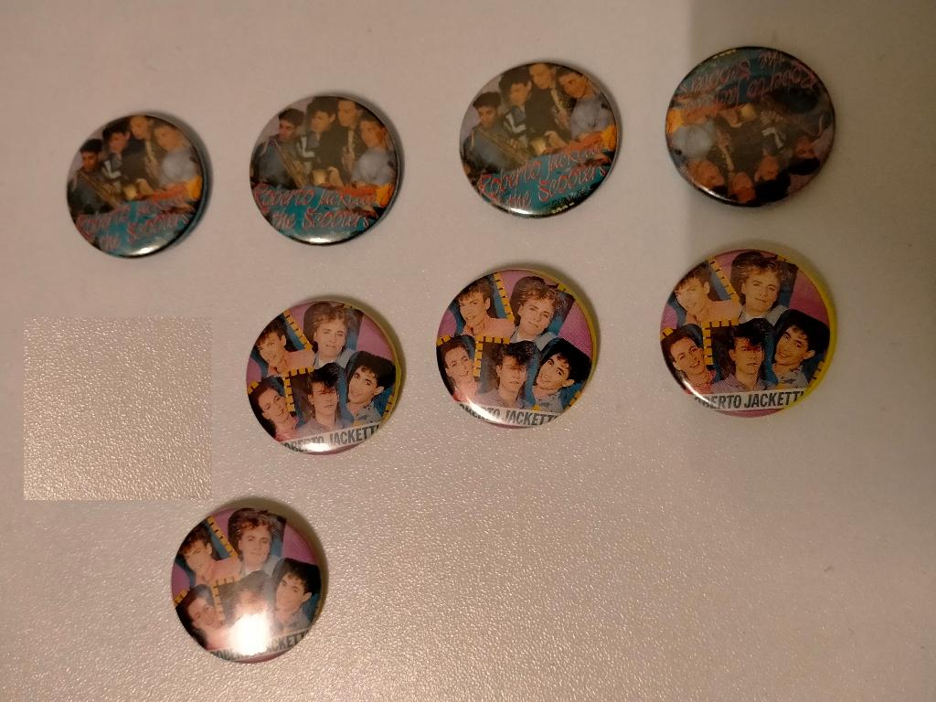 Roberto Jacketti & The Scooters vintage buttons Nederpop, Ophalen of Verzenden, Gebruikt