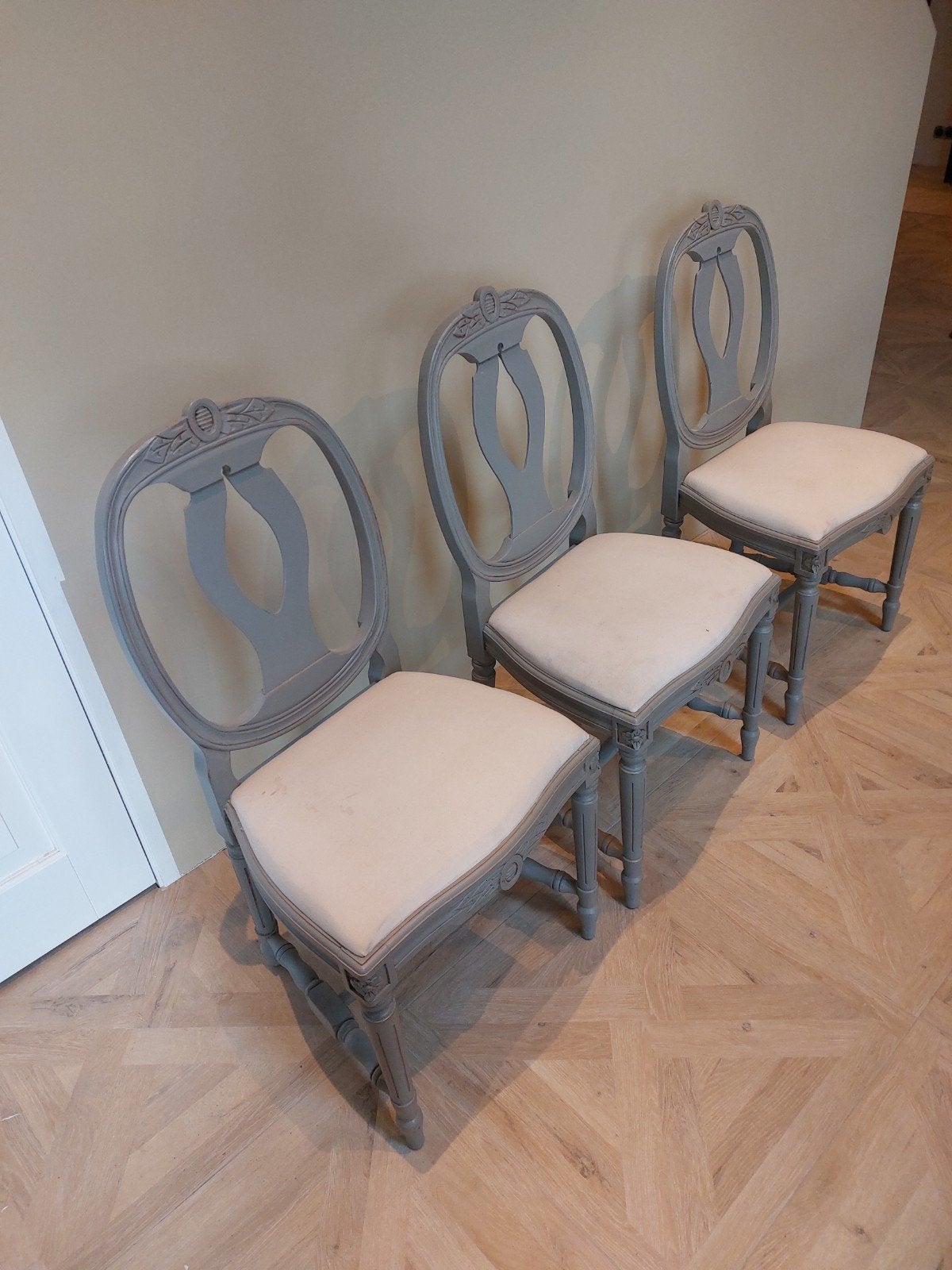 6 Flamant eetkamerstoelen, Gustaviaanse stijl, Ophalen, Hout, Gebruikt, Gustaviaans