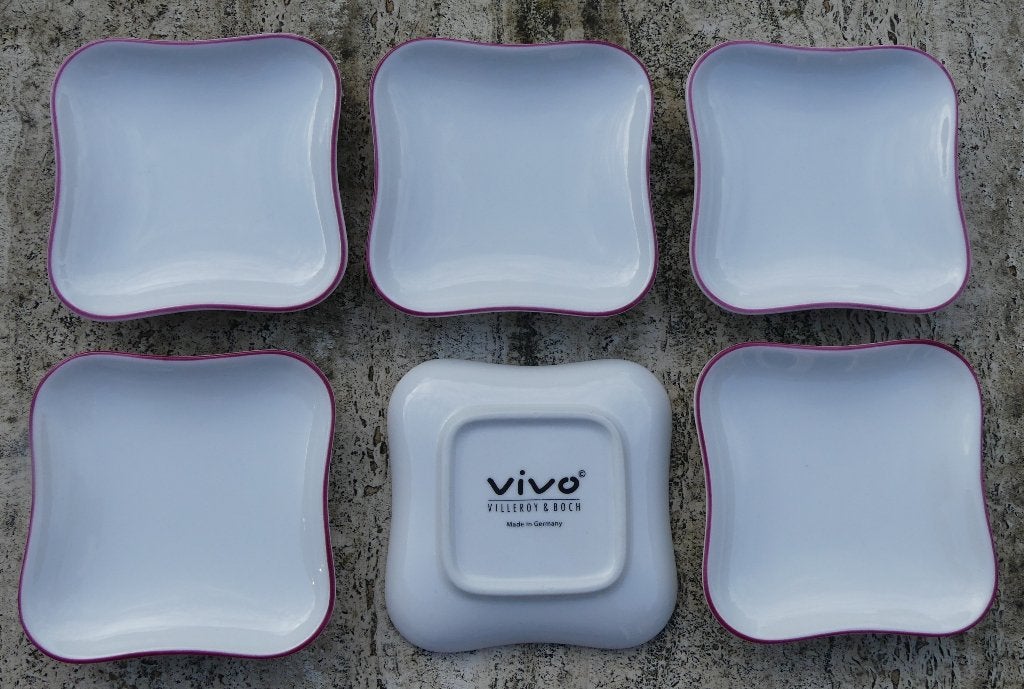 6 Villeroy & Boch VIVO Snack P.f. Bordjes met Roze Rand, Huis en Inrichting, Keuken | Servies, Nieuw, Ophalen of Verzenden, Bord(en)