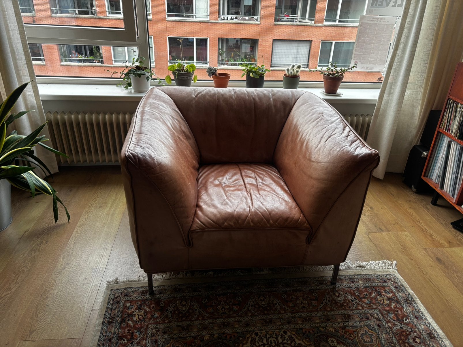 Design fauteuil Flo - Henk Vos (leer), Ophalen, Gebruikt, Eenpersoons, Minimalistisch Modern Dutch Design