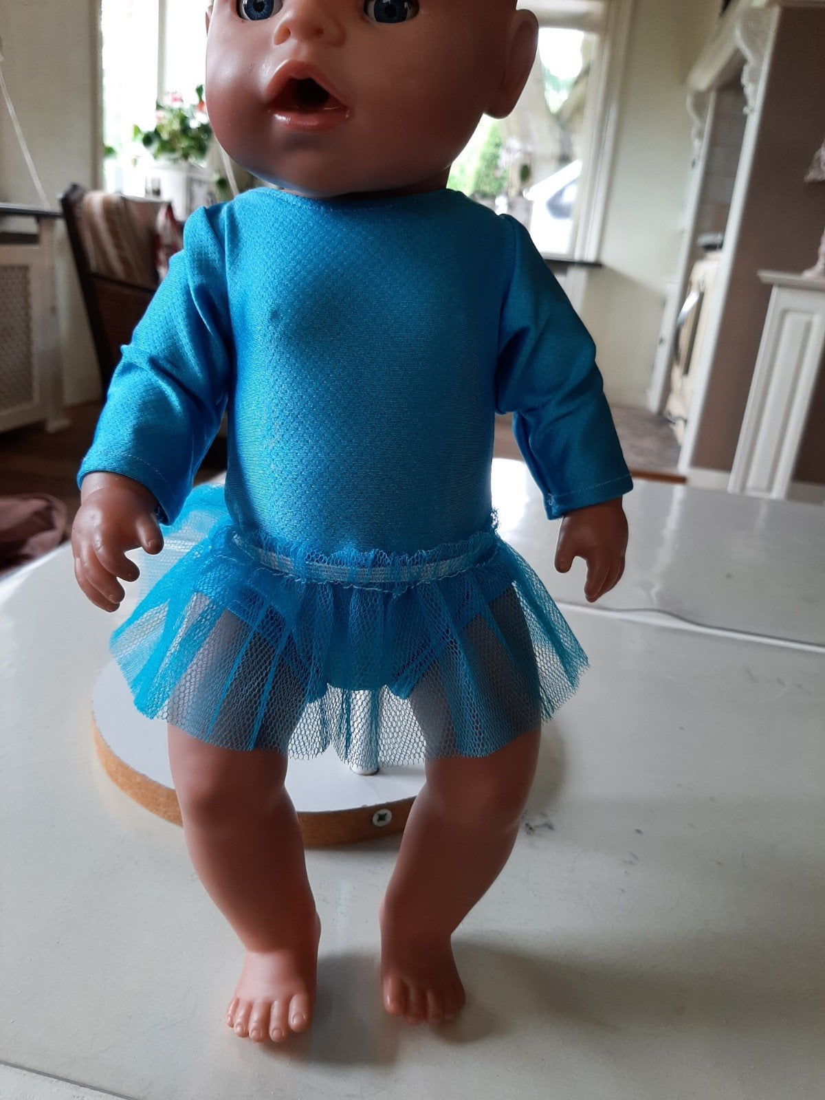 Mooie blauwe turnpak tutu baby born, Ophalen of Verzenden, Nieuw, Pop