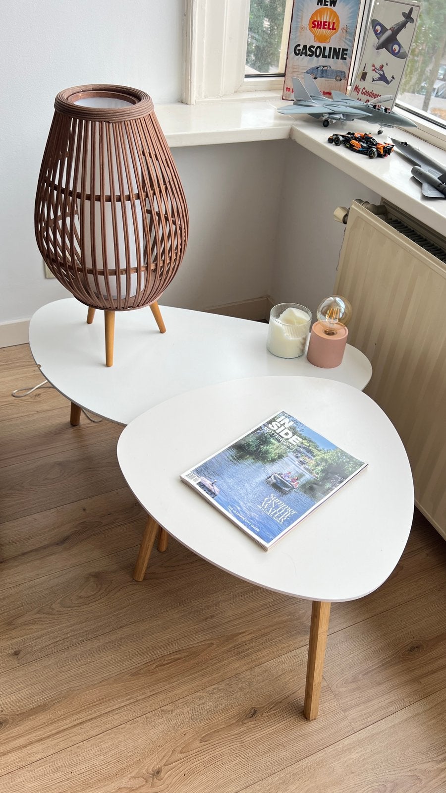 JYSK Bijzettafel TAPS 55x55 wit/bamboe, Ophalen, Minder dan 50 cm, 50 tot 100 cm, Rond