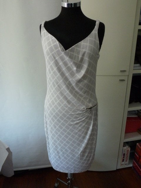 Zomerse open grijs met witte strepen jurk Expresso mt M, Kleding | Dames, Maat 38/40 (M), Expresso, Ophalen of Verzenden, Zo goed als nieuw
