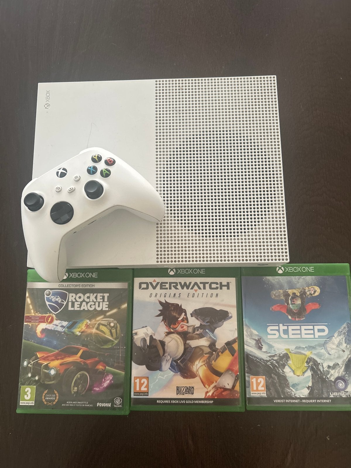 Xbox One S met controller en games, Xbox One S, Ophalen of Verzenden, Met 1 controller, Gebruikt