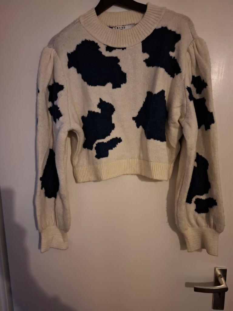 NA-KD Koeienprint Trui Maat L, Kleding | Dames, NA-KD, Wit, Maat 42/44 (L), Ophalen of Verzenden