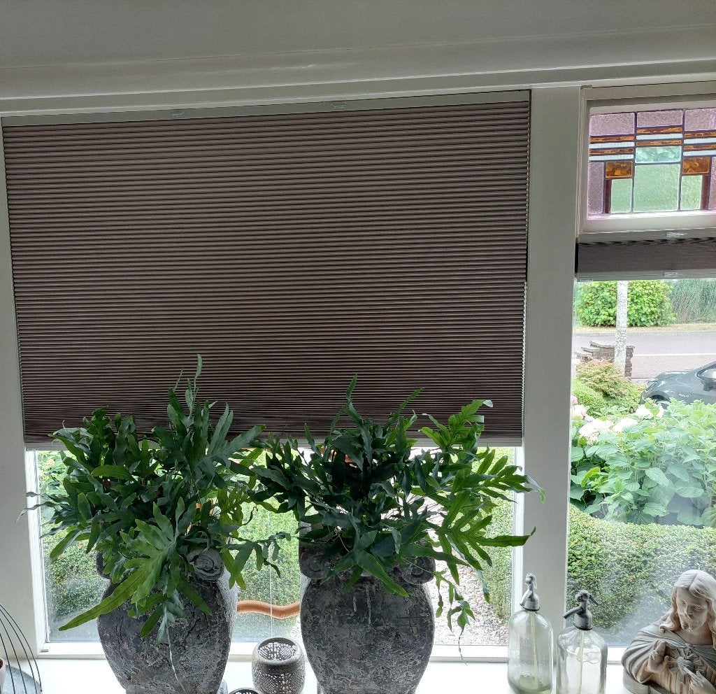 Veneta Plissé  Terra 134x147 en 45x147cm, Huis en Inrichting, Stoffering | Gordijnen en Lamellen, Ophalen, Gebruikt, 147 cm, 134 cm