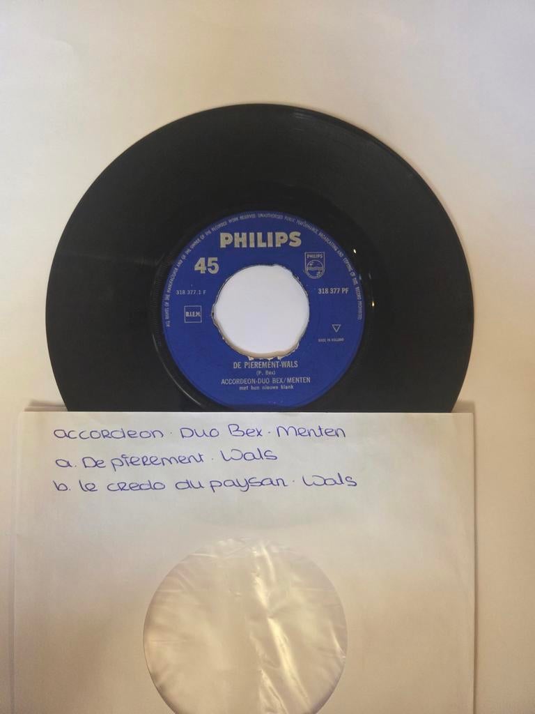 Accordeon Duo Bex -Menten - De pierement wals, Gebruikt, 7 inch, Single, Ophalen of Verzenden