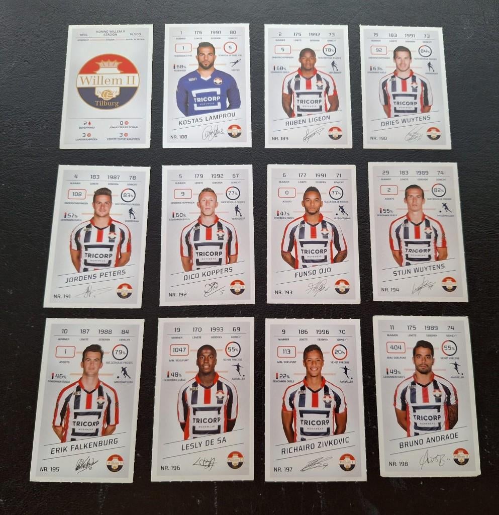 Complete set stickers Willem II 2015-16, Ophalen of Verzenden, Willem II, Poster, Plaatje of Sticker