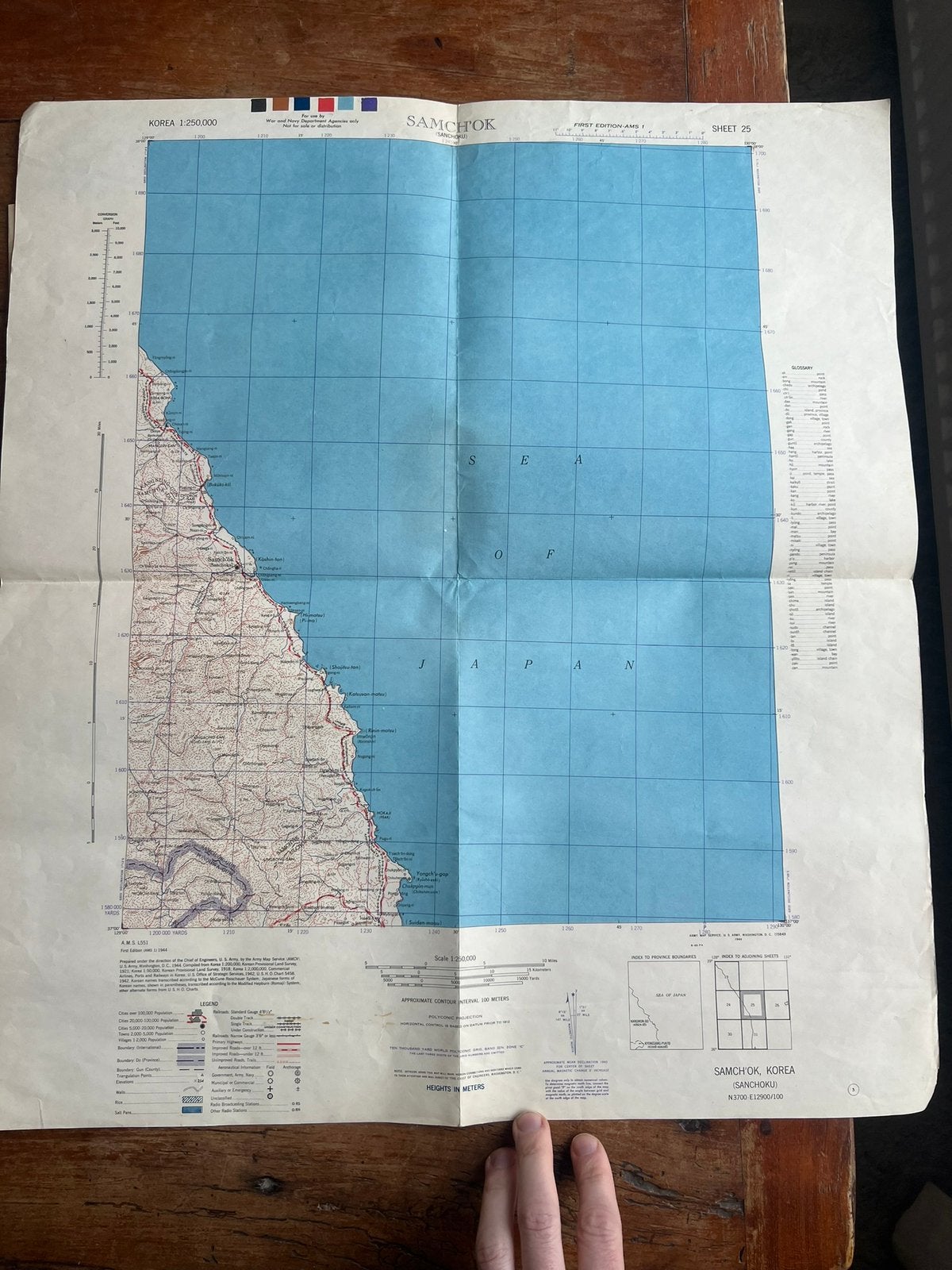 WO2 Amerikaanse stafkaart Zuid-Korea Korea oorlog gebruikt, Verzamelen, Amerika, Verzenden