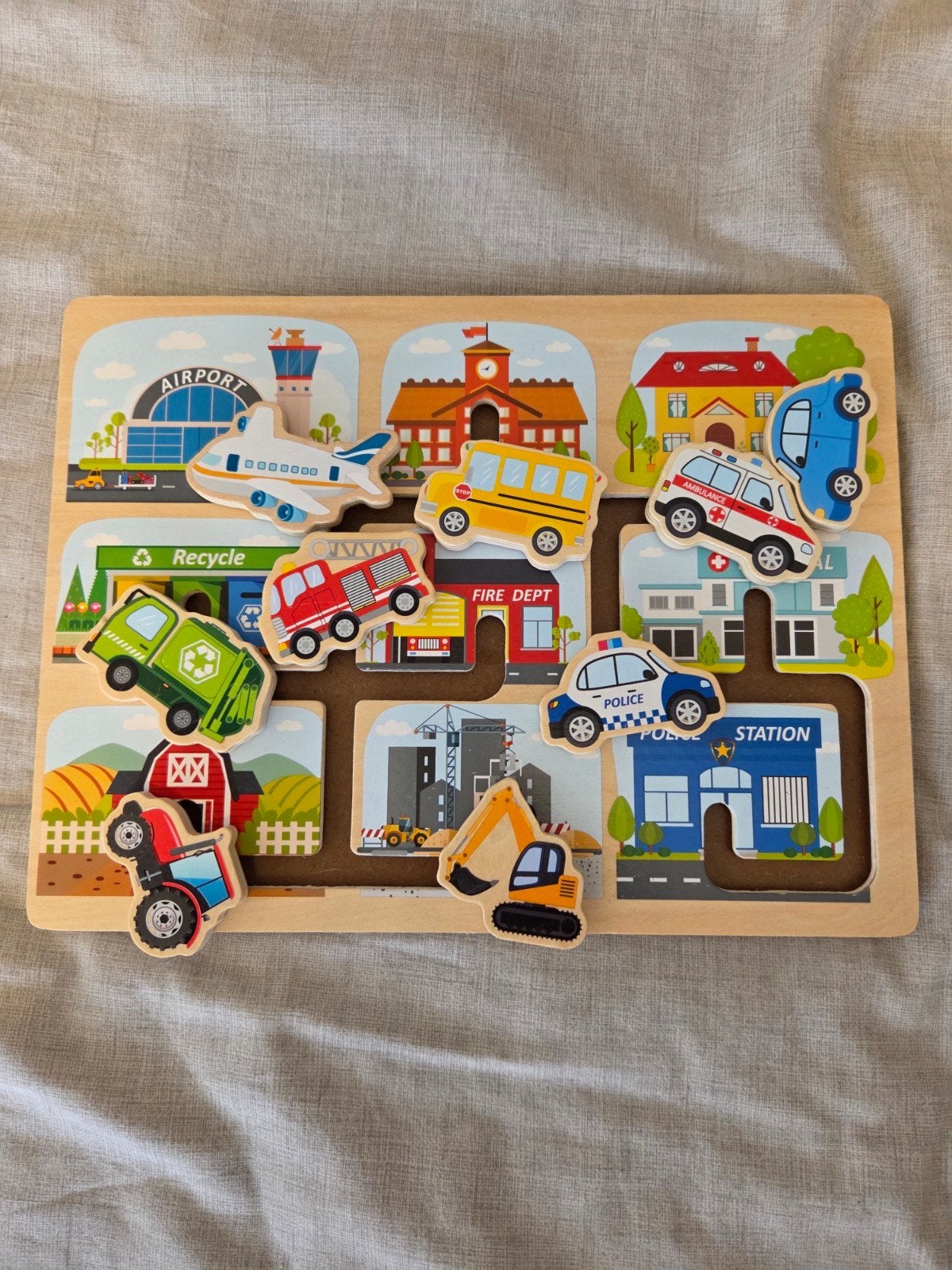 Houten puzzel met voertuigen voor kinderen, Ophalen