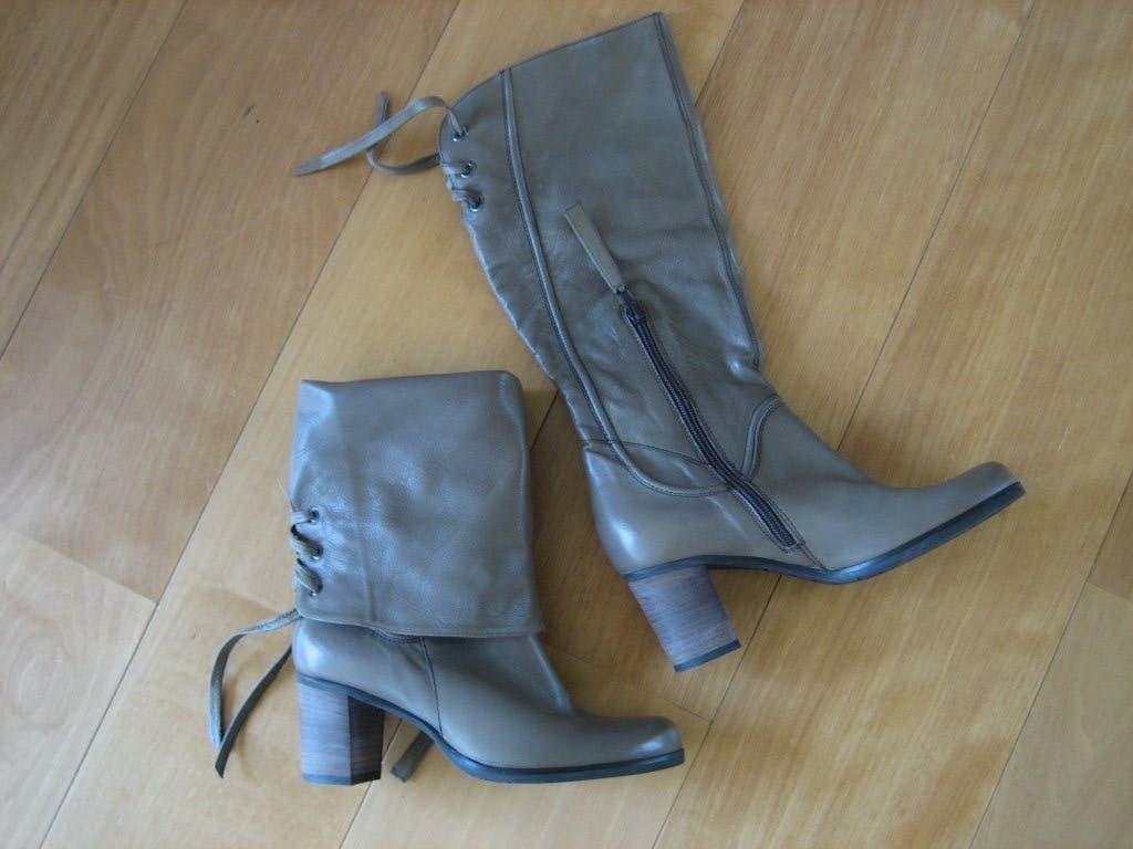 Exclusieve hoge of lage leren laarzen VALMY MODA 37 snazzeys, Hoge laarzen, Beige, Valmy Moda, Nieuw