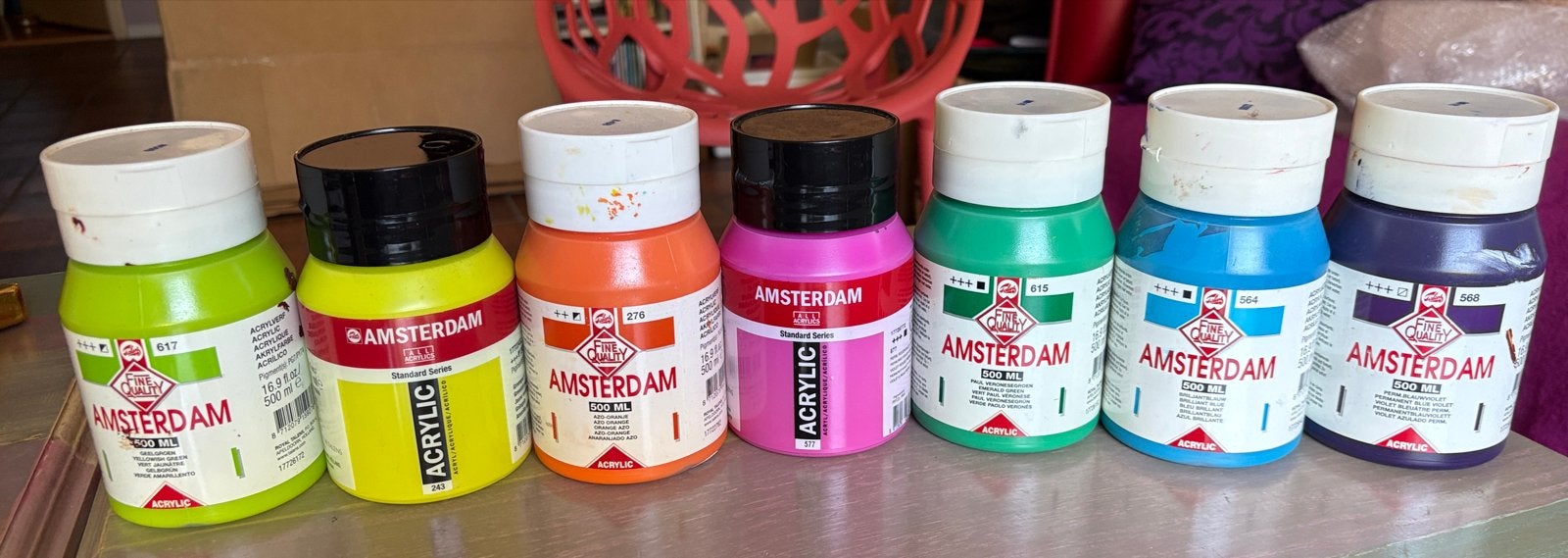 Acrylverf Amsterdam: bijna vol, sommige ongebruikt, Ophalen, Zo goed als nieuw, Acrylverf