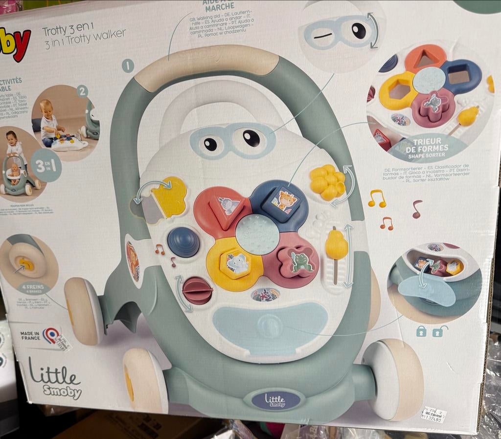 Little Smoby 3-in-1 Loopwagen en Activiteitencentrum