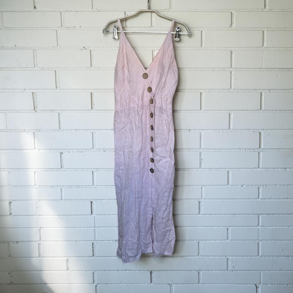 Puro Lino Jurk Maat L/XL Lichtroze Maxi Asymmetrisch Linnen, Pl, Ophalen of Verzenden, Zo goed als nieuw, Roze
