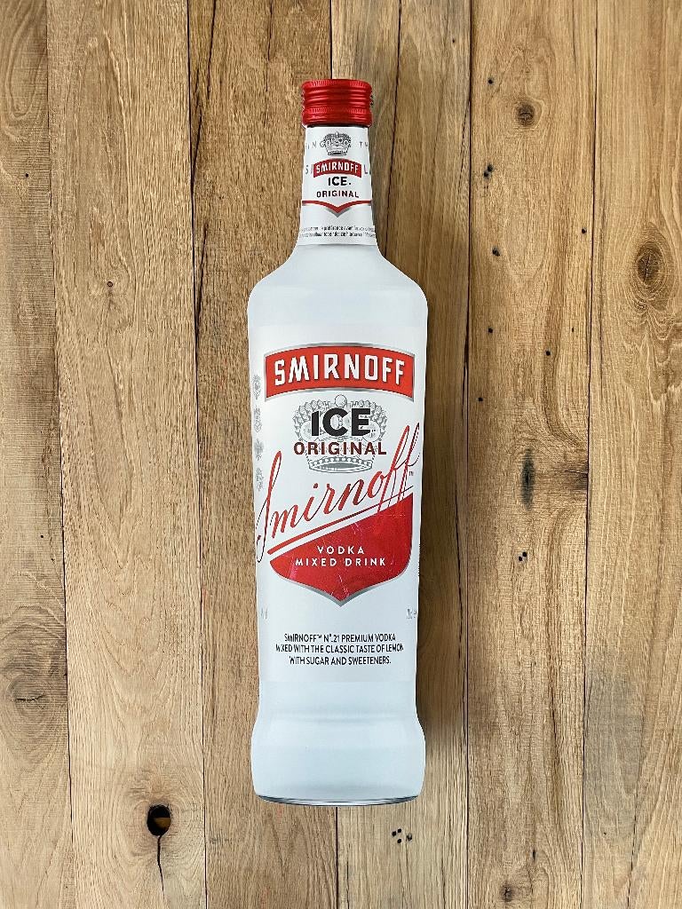 Reclamebord Smirnoff Ice Vodka fles groot, 17x70cm hoog, alu, Ophalen of Verzenden, Nieuw, Reclamebord