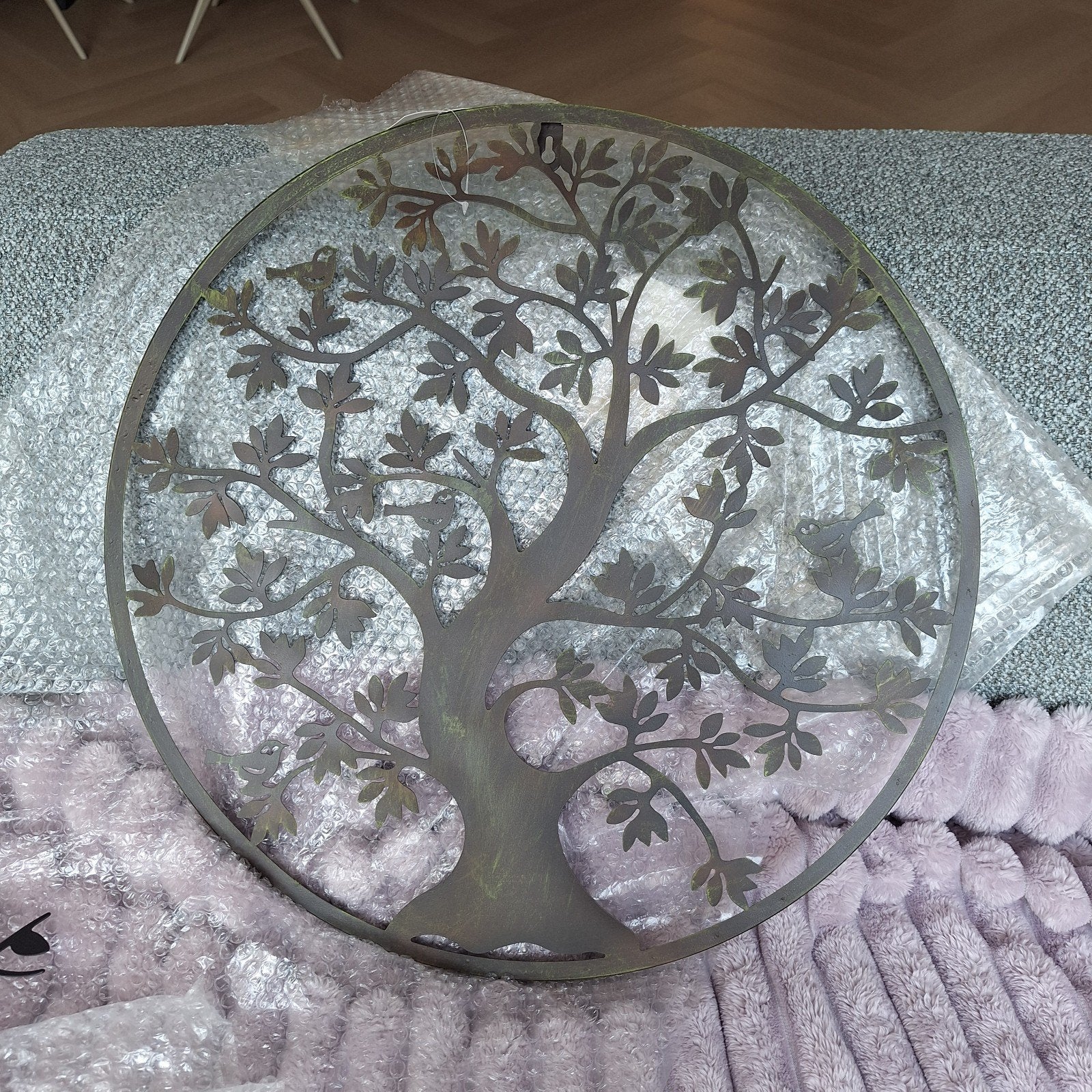 Metalen Wanddecoratie Boom des Levens met Vogels, Ophalen, Metaal, Nieuw, Bruin