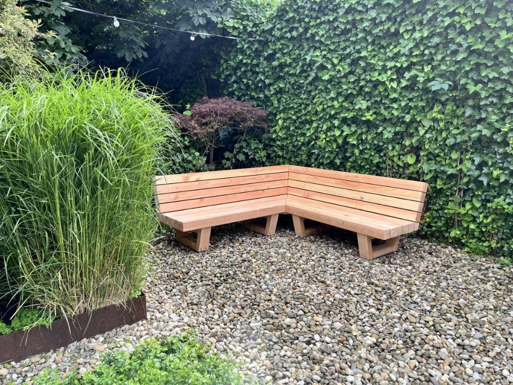 Douglashouten loungebank, hoekbank, tuinbank, Ophalen of Verzenden, Nieuw, Hout