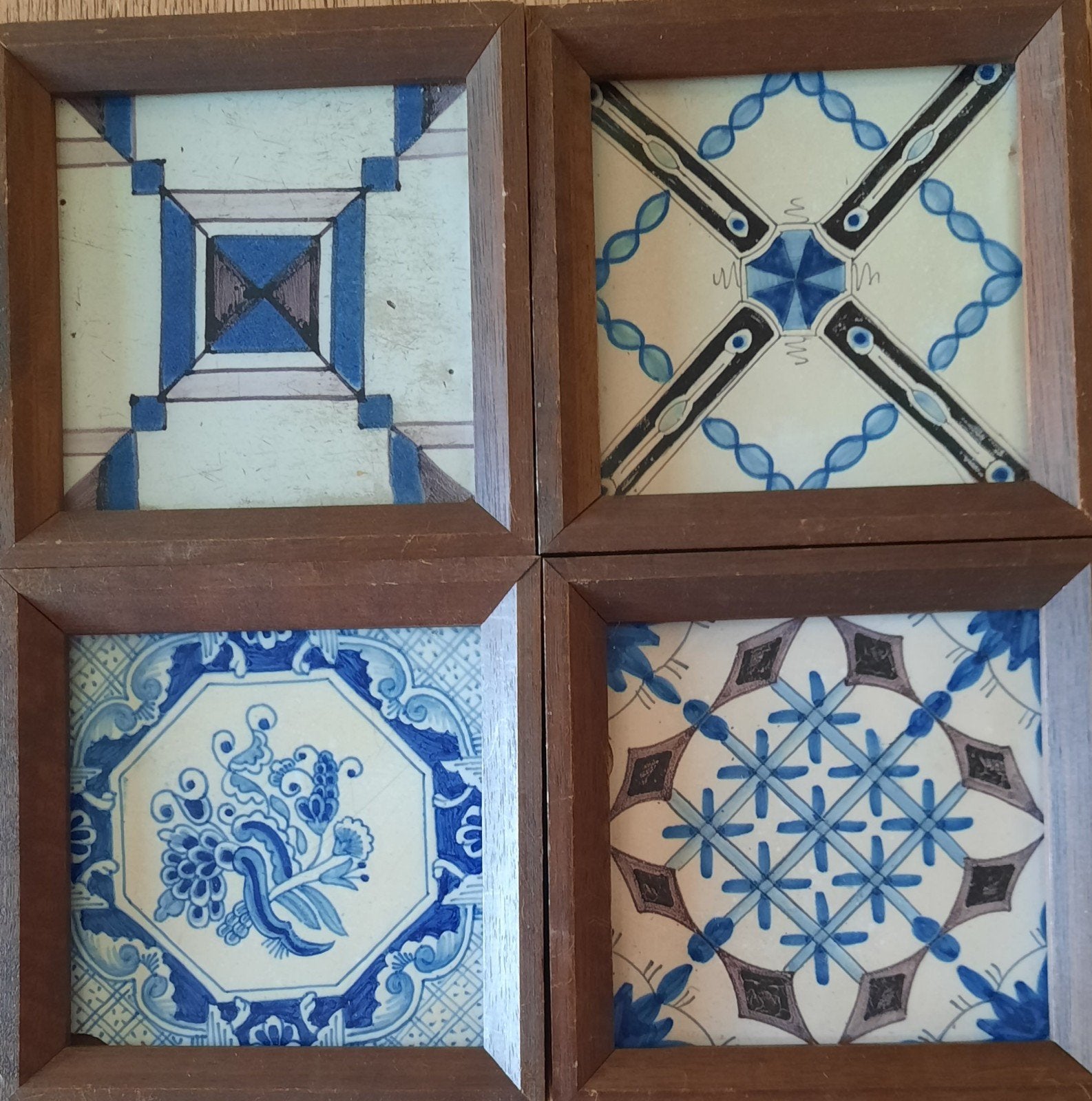 9 mooie antieke tegeltjes in lijstjes, Antiek en Kunst, Ophalen
