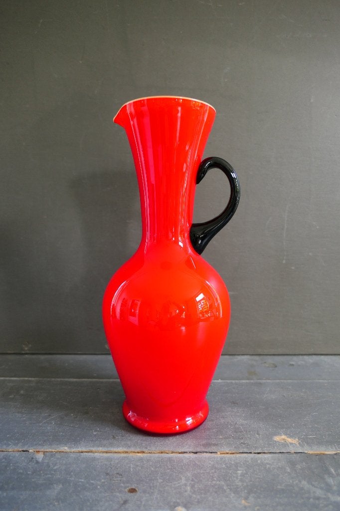 Vintage VB Opaline Florence opaline vaas rood made in Italy, Antiek en Kunst, Verzenden