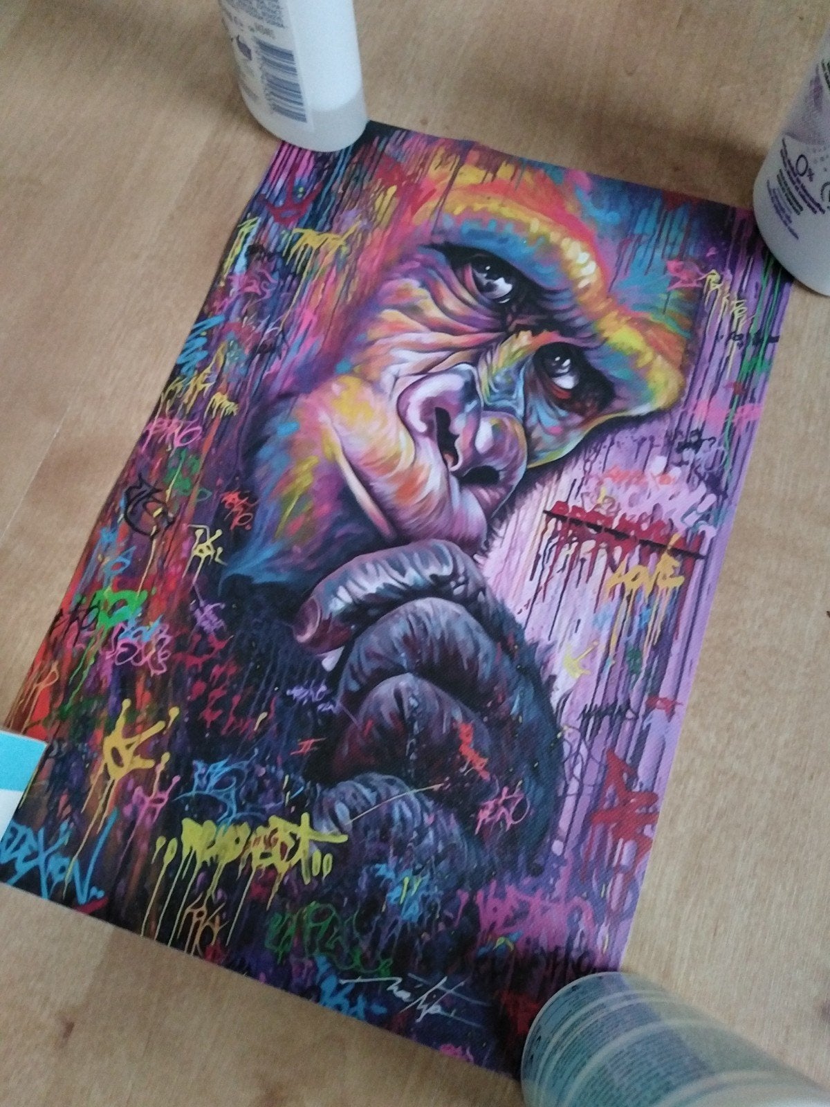 Canvas poster gorilla gekleurd, Minder dan 50 cm, Nieuw, Ophalen of Verzenden, Foto of Poster